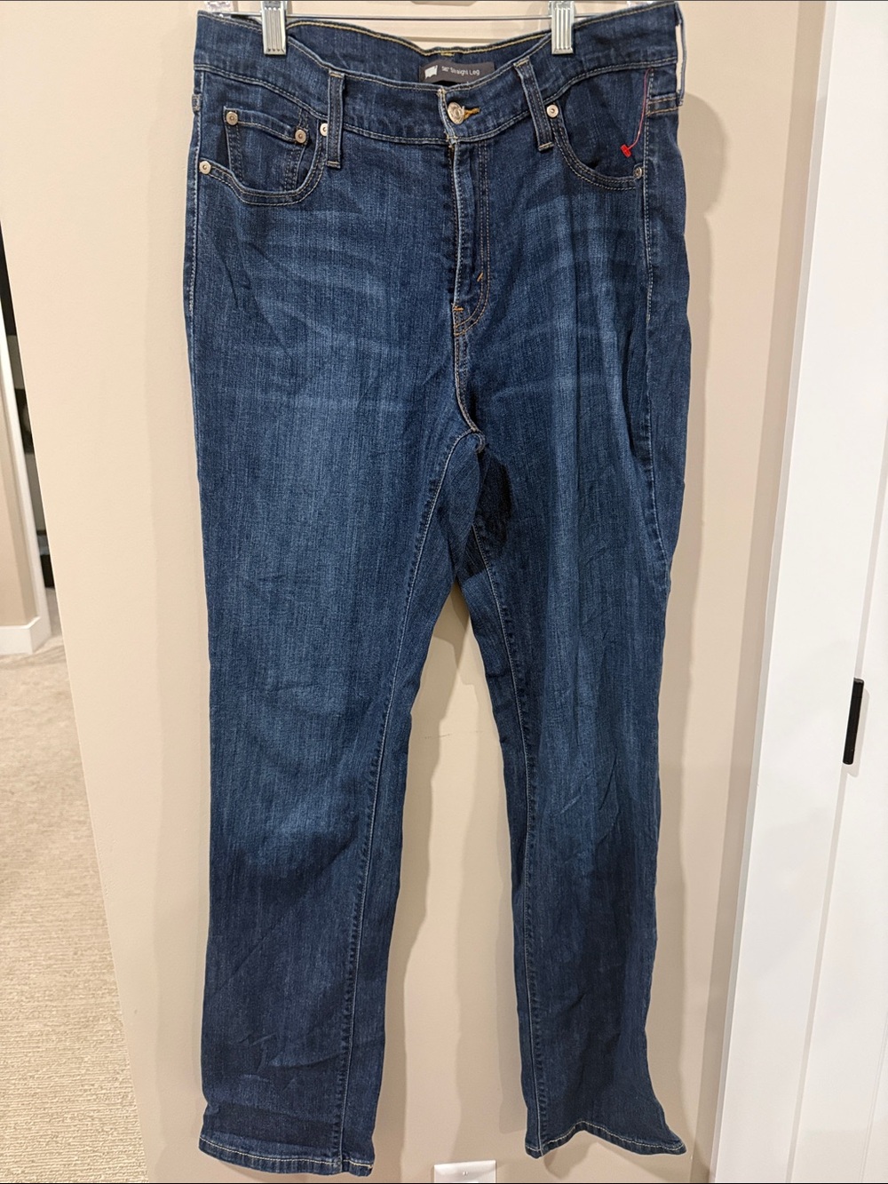 Levis Men’s Dark Blue Straight-Leg Jeans